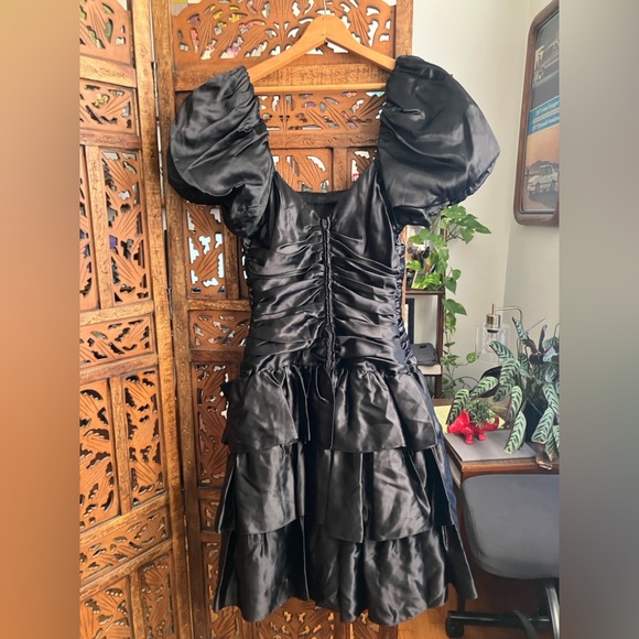Vintage 80s party dress, puff sleeve - Picture 4 of 8